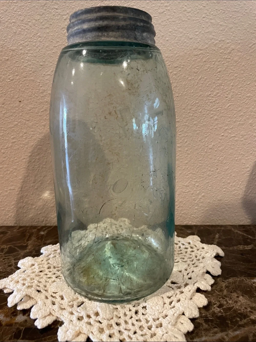 Vintage Mason Aqua-Tinted Glass Jar